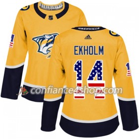 Adidas Maillot de Hockey Nashville Predators Mattias Ekholm 14 2017-2018 Or USA Flag Fashion Authentic - Femme